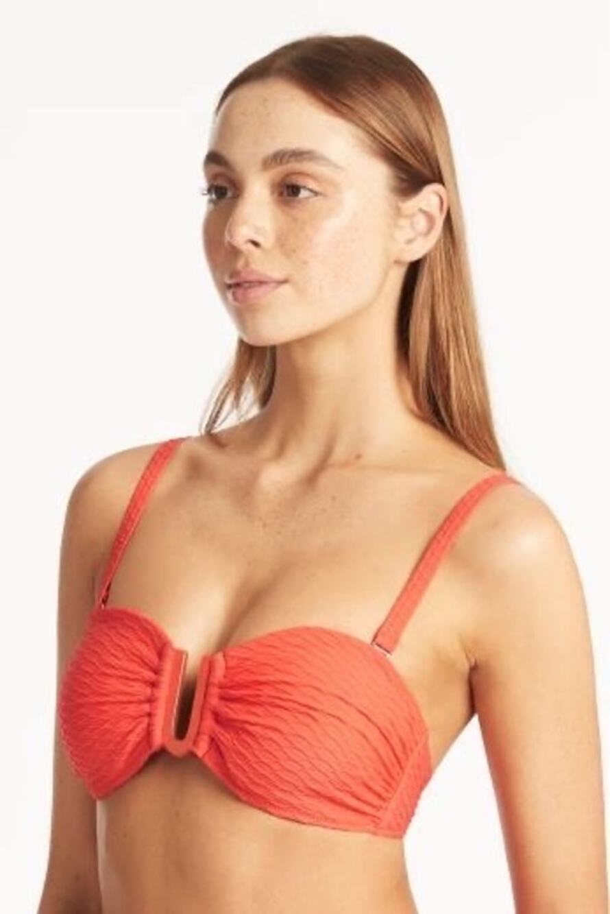 Sea Level Spinnaker U-Bar Bandeau Bikini Top in Tangerine Size 6